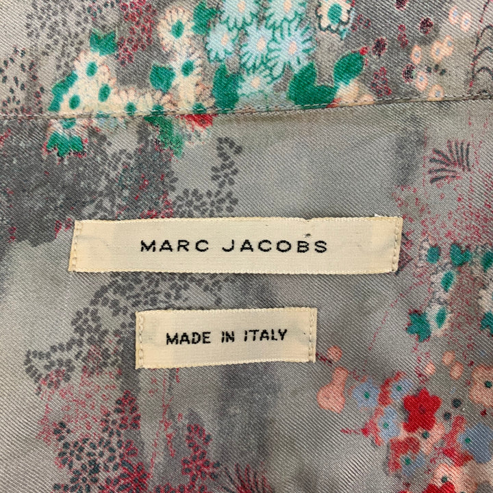 MARC JACOBS Taille S Chemise à manches courtes en soie imprimée multicolore