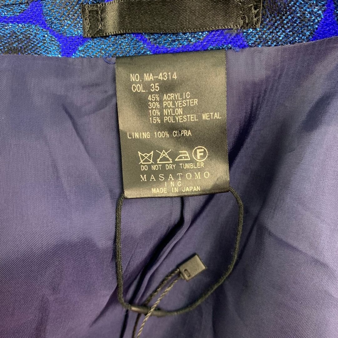 MASATOMO Size 40 Royal Blue Metallic Acrylic Blend Notch Lapel Suit