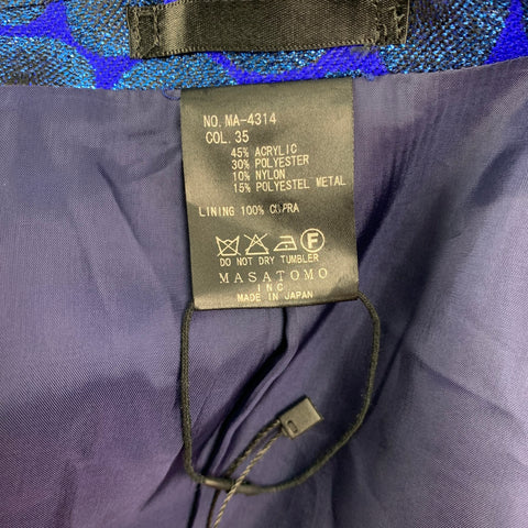 MASATOMO Talla 40 Traje de solapa de muesca en mezcla de acrílico metálico azul real
