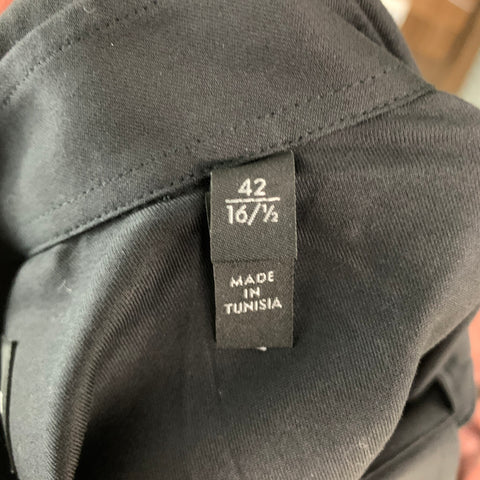 EMPORIO ARMANI Size L Black Solid Cotton / Elastane Long Sleeve Shirt