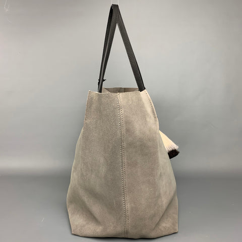 KEMPTON & Co Grey & Silver Stripe Suede Tote Handbag