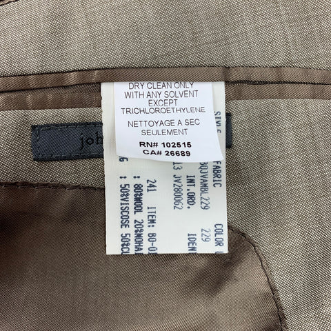 JOHN VARVATOS Size 42 Oatmeal Heather Wool / Mohair Notch Lapel Suit