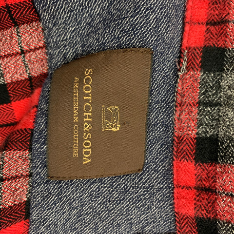 SCOTCH AND SODA Size M Red Grey Plaid Cotton Button Up Long Sleeve Shirt