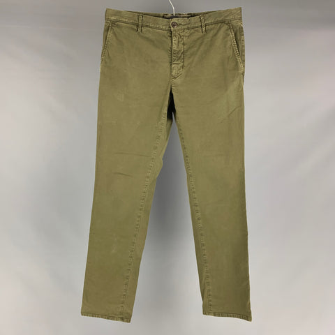 INCOTEX Size 33 Green Olive Slim Fit Casual Pants