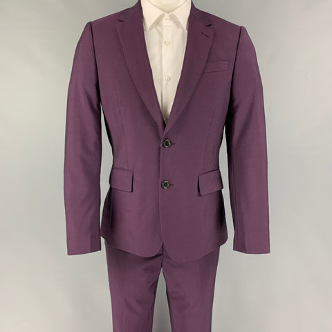 PAUL SMITH Size 38 Regular Purple Wool Notch Lapel Suit