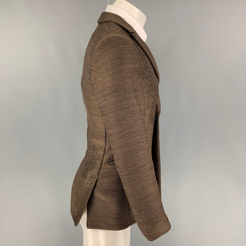 EMPORIO ARMANI Size 34 Brown Black Woven Wool Blend Sport Coat
