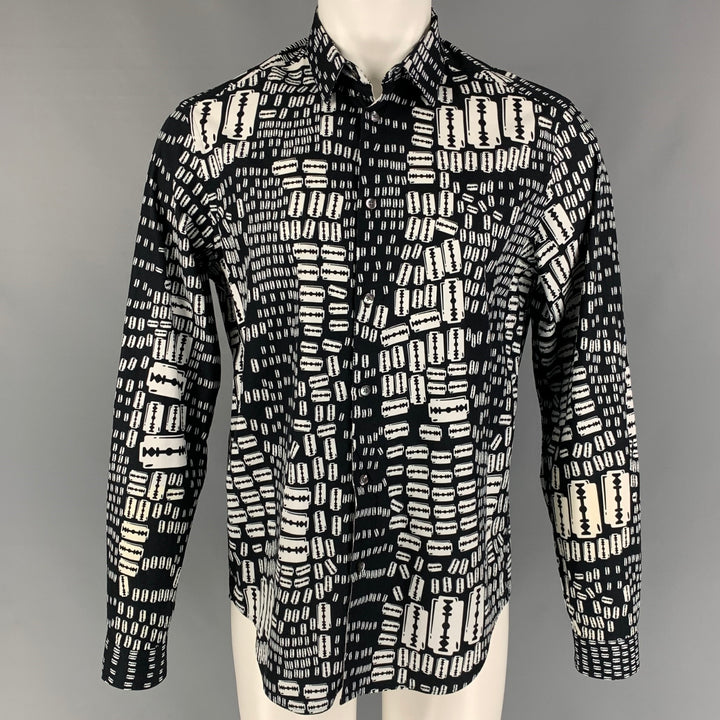 MCQ by ALEXANDER MCQUEEN Size L Black White Cotton Long Sleeve Shirt