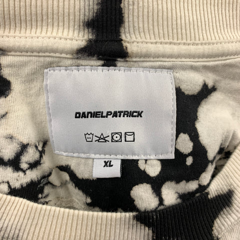 DANIEL PATRICK Size XL Black & White Tie Dye Cotton Crew-Neck Sweatshirt