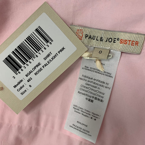 PAUL & JOE Size 0 Pink Multicolour Cotton Embroidered Long Sleeve Blouse