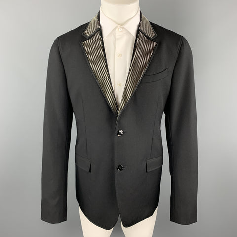 ALEXANDER MCQUEEN Talla 42 Abrigo deportivo de lana / mohair con solapa de muesca con tachuelas negro