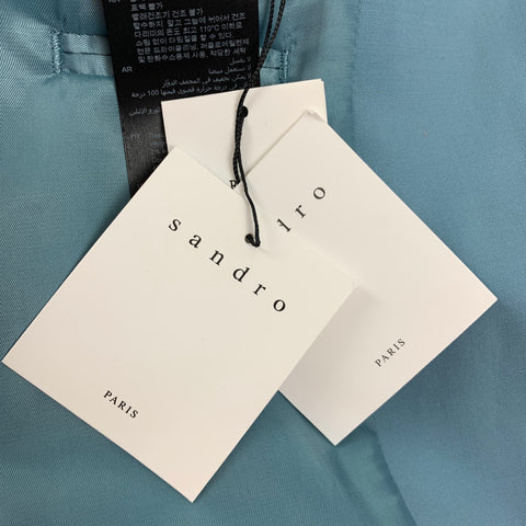 SANDRO Size 36 Light Blue Wool Notch Lapel Suit