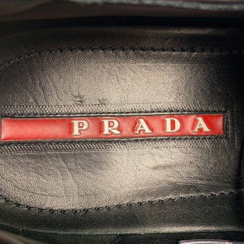 PRADA SPORT Size 6.5 Black Leather Cap Toe Lace Up Shoes