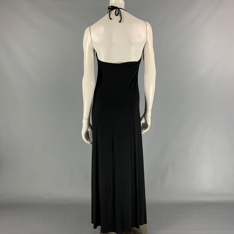 ROBIN PICCONE Talla S Vestido largo halter plisado de nailon negro