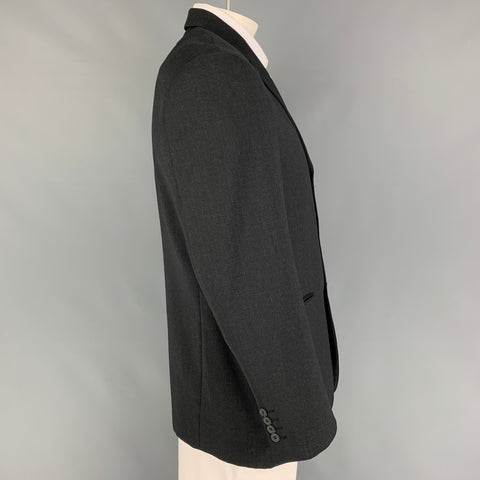 BALENCIAGA Size 44 Charcoal Wool Single Breasted Sport Coat