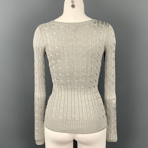 RALPH LAUREN Black Label Taille XS Pull pull en soie mélangée argentée