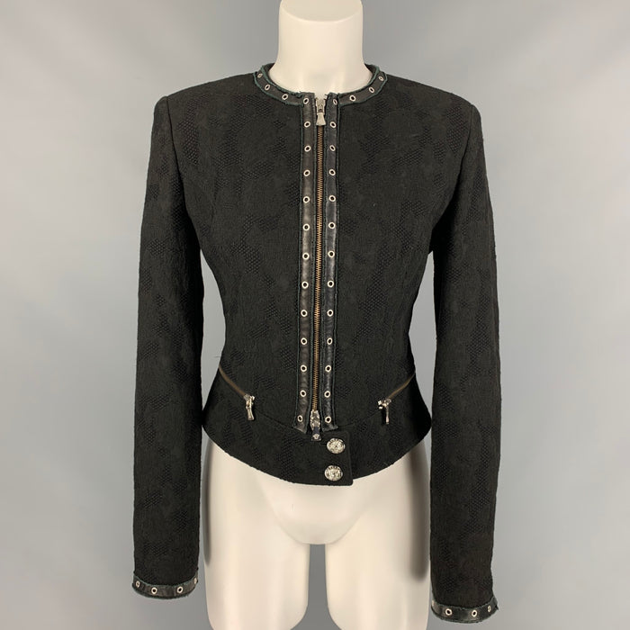 VERSACE JEANS COUTURE Size M Black Jacquard Zip Up Jacket