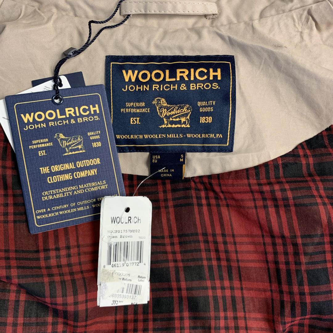 WOOLRICH Size S Tan Cotton Blend Pointed Collar Double Breasted Jacket