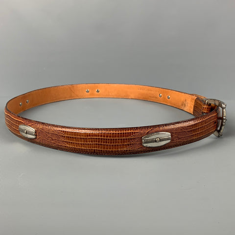BILL ADLER DESIGN Size 36 Brown Embossed Leather Belt