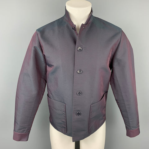 SHANGHAI TANG Size 40 Eggplant Iridescent Nehru Collar Jacket