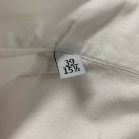 VALENTINO Size M White Solid Cotton Button Up Long Sleeve Shirt