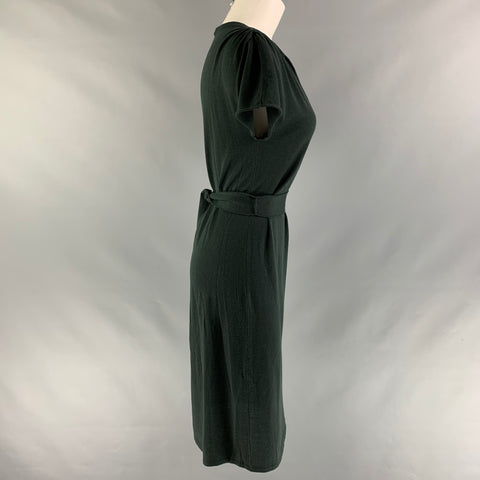 TSE Size S Dark Green Wool Solid Short Sleeve Dress