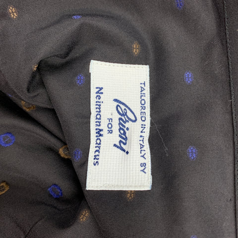 BRIONI Size L Black Dots Cotton Button Up Long Sleeve Shirt