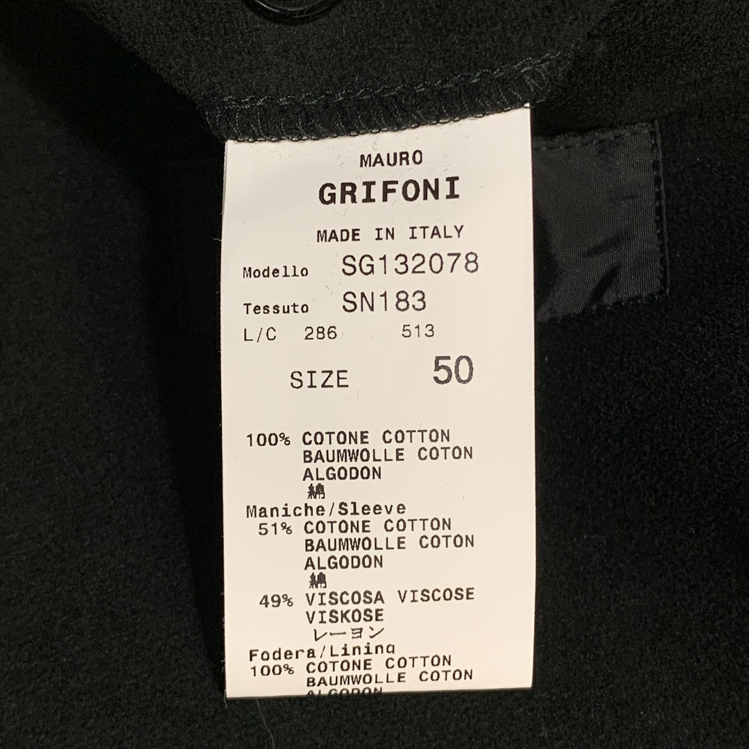 MAURO GRIFONI Size 40 Black Cotton Double Breasted Peacoat Jacket