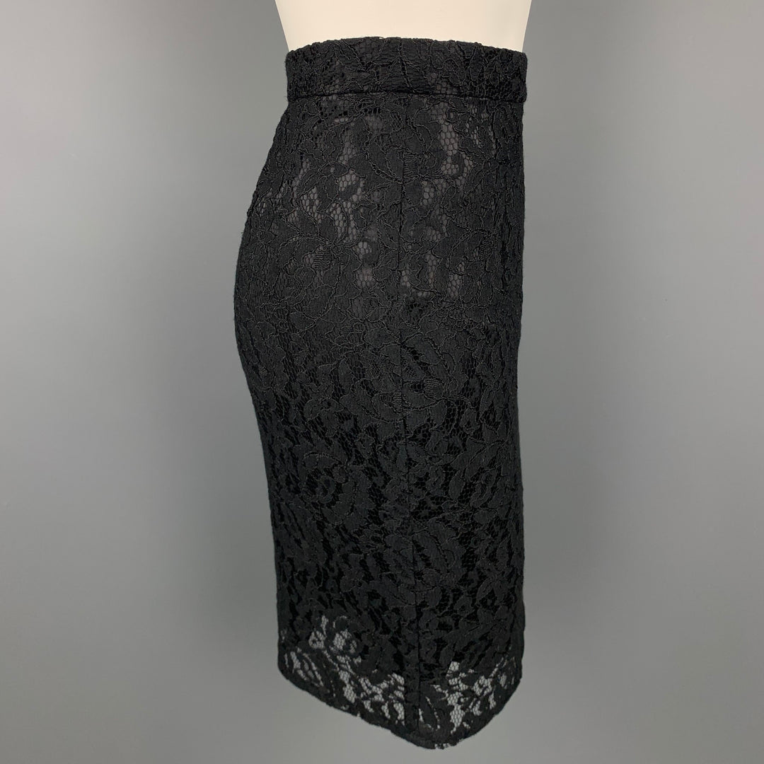 DOLCE & GABBANA Size 4 Black Lace Pencil Skirt