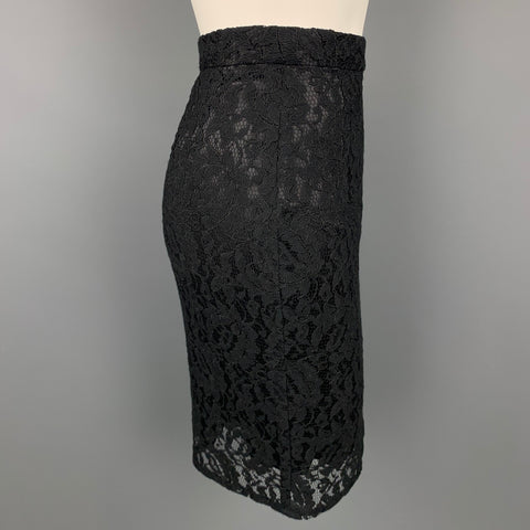 DOLCE &amp; GABBANA Jupe crayon en dentelle noire taille 4