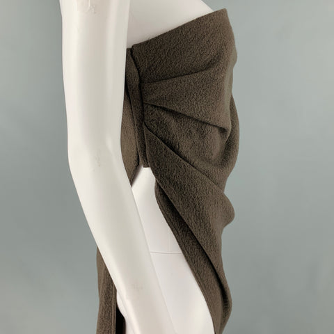 RICK OWENS FW23 Size 4 Grey Taupe Wool Strapless Long Gown