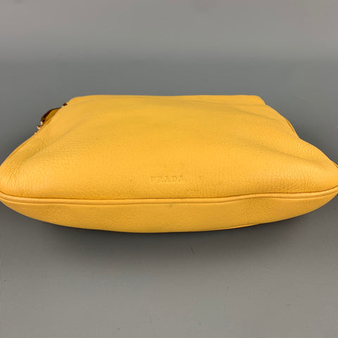 PRADA Yellow Leather Gold Tone Chain Strap Handbag