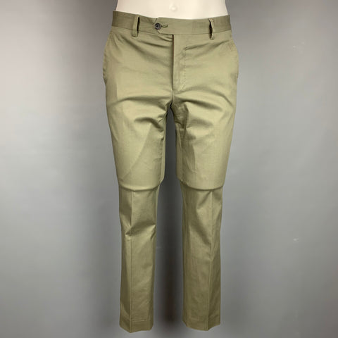 ROBERTO CAVALLI Talla 30 Pantalón de vestir de pernera estrecha de algodón verde oliva