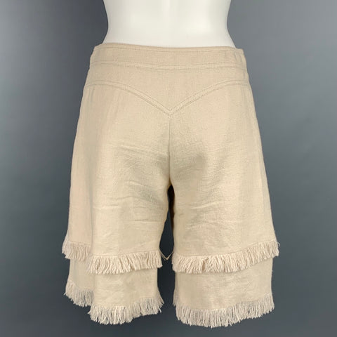 ANDREW GN Short à franges en lin tissé beige taille 2