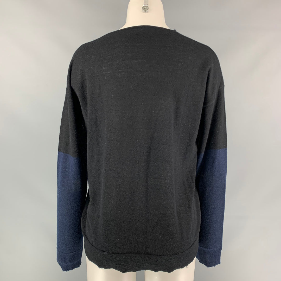 ZADIG & VOLTAIRE Size S Black & Navy Color Block Cashmere Sweater