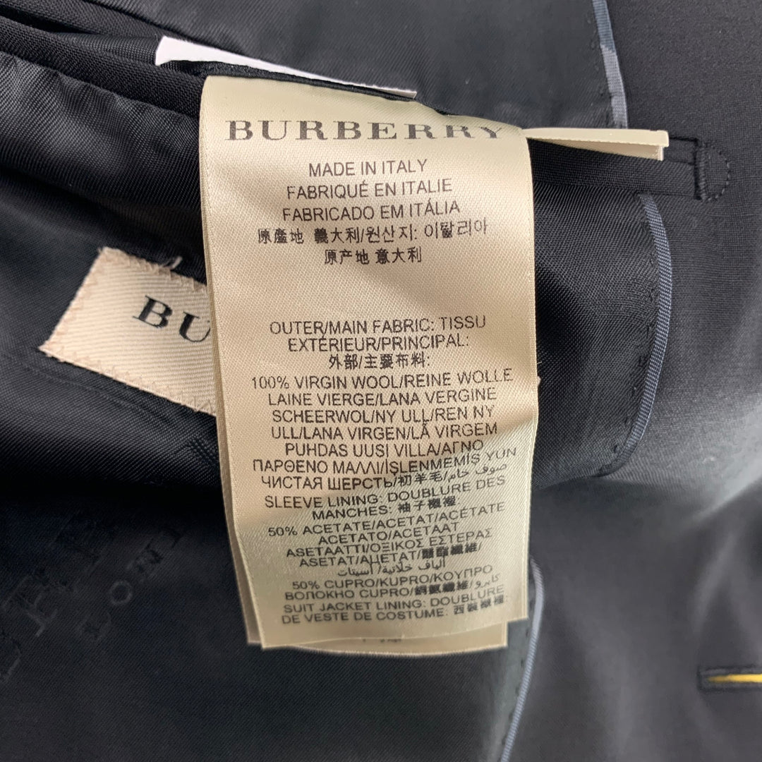 BURBERRY LONDON Size 40 Black Virgin Wool Single Breasted Suit