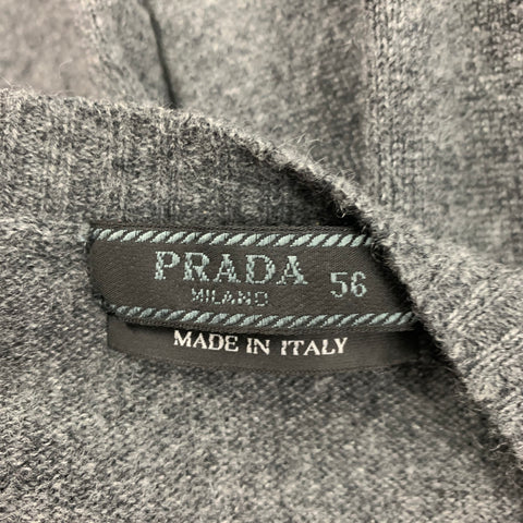 PRADA Size XL Grey Cashmere V-Neck Pullover