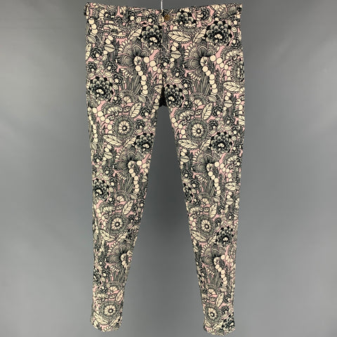 DAVID AUGUST Size 32 Beige Black Pink Print Wool Silk Zip Fly Dress Pants