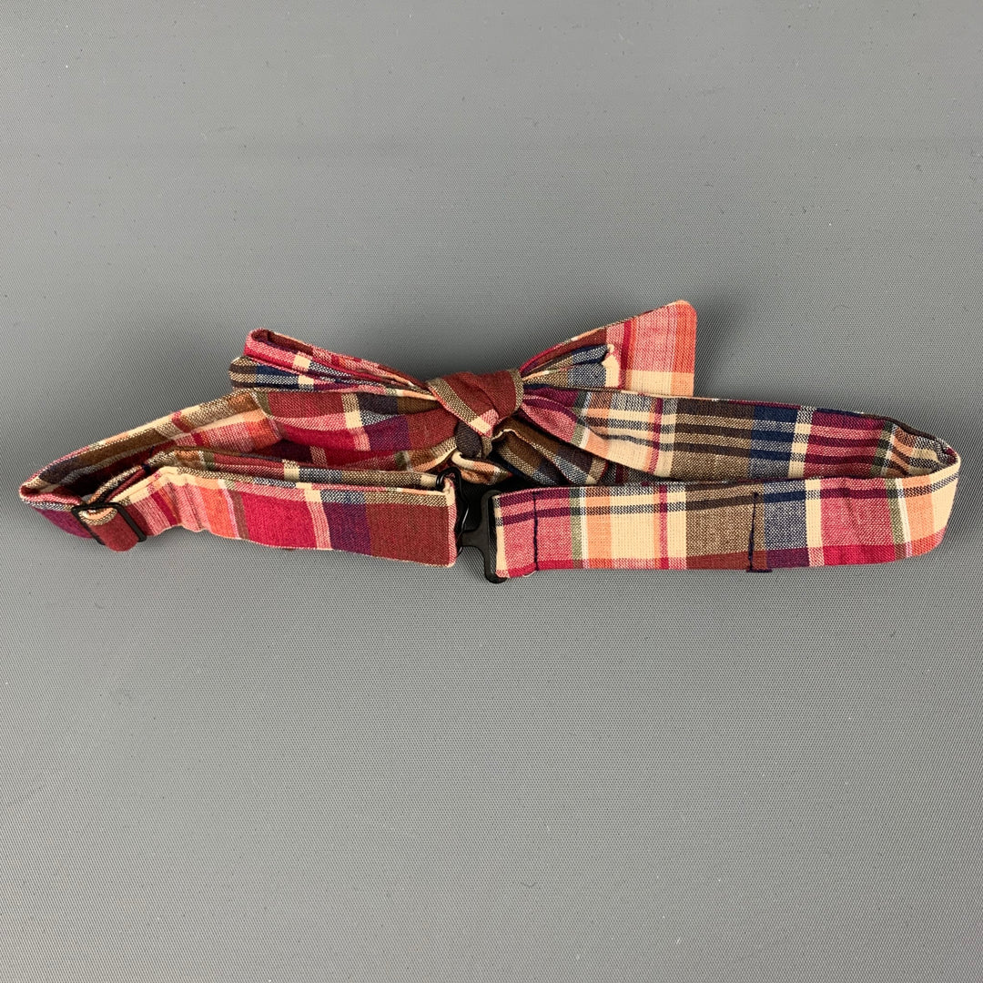 BLADE+BLUE Nœud papillon en coton à carreaux rouge crème