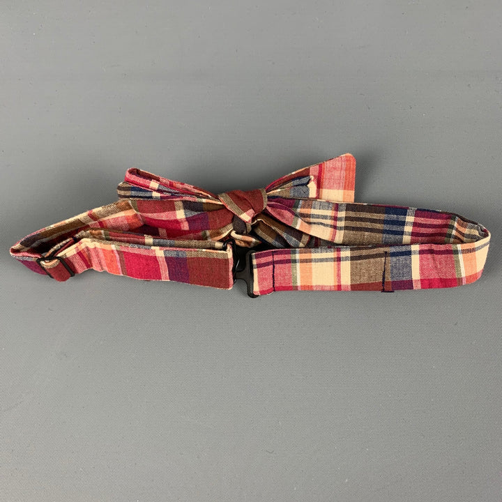 BLADE+BLUE Nœud papillon en coton à carreaux rouge crème