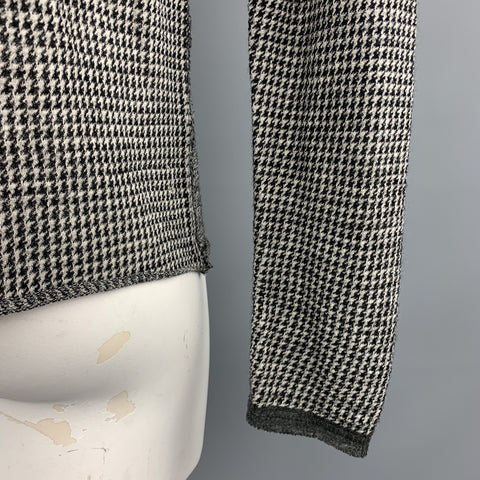 V :: ROOM Size L Black & Grey Houndstooth Wool Raglan Sleeves Pullover Sweater