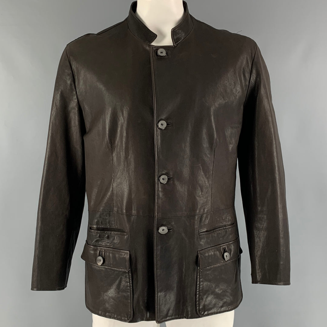 GIORGIO ARMANI 48 Size 48 Brown Leather Jacket