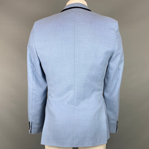LORDS & FOOLS Size 38 Blue & Navy Woven Wool Notch Lapel Sport Coat