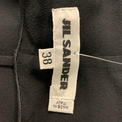 JIL SANDER Talla 8 Blusa de manga larga lisa de seda negra
