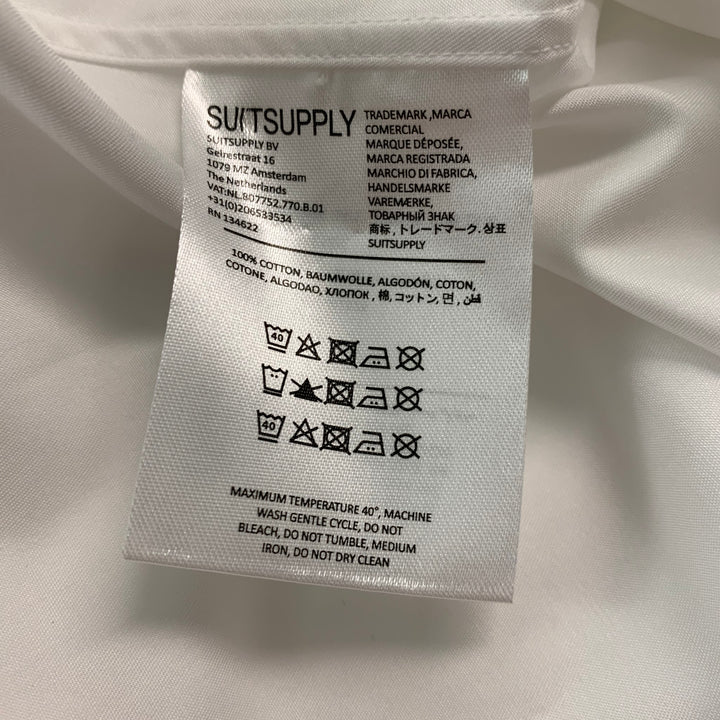 SUITSUPPLY Size XL White Solid Cotton Button Up Long Sleeve Shirt