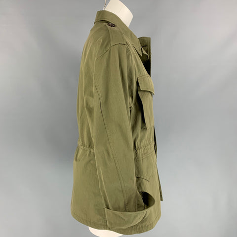 RALPH LAUREN Taille 8 Trench-coat Safari en coton olive / nylon