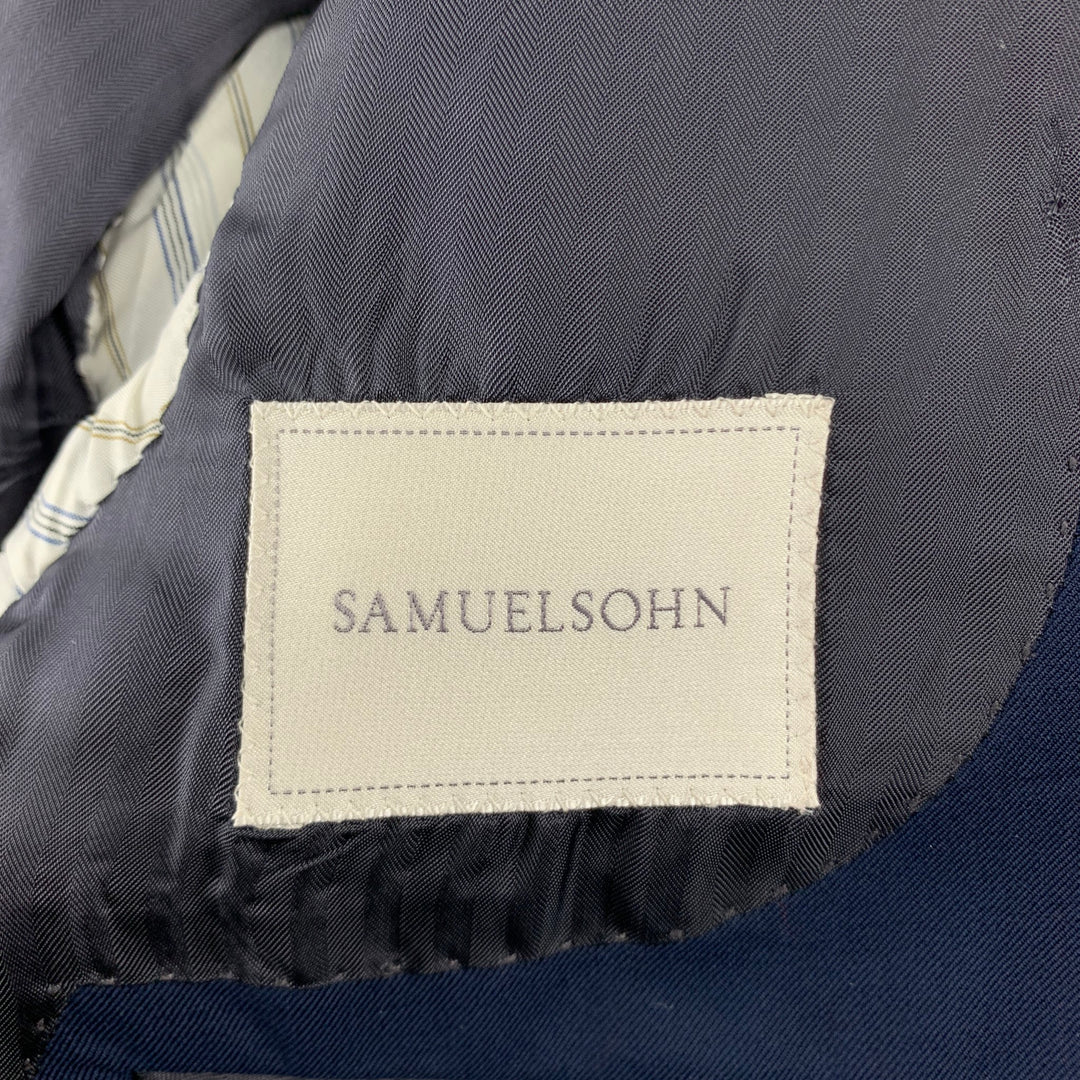 SAMUELSOHN Size 40 Navy Wool Notch Lapel Custom Suit