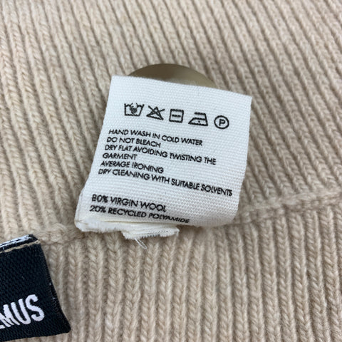 JACQUEMUS Size 0 Oatmeal Virgin Wool Blend Valerie Off The Shoulder Cardigan