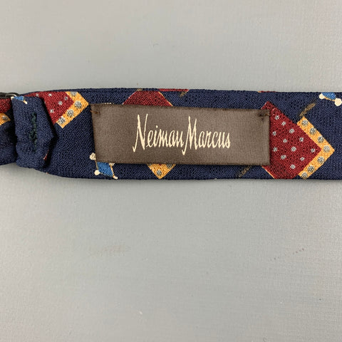 NEIMAN MARCUS Burgundy Navy Cotton Bow Tie