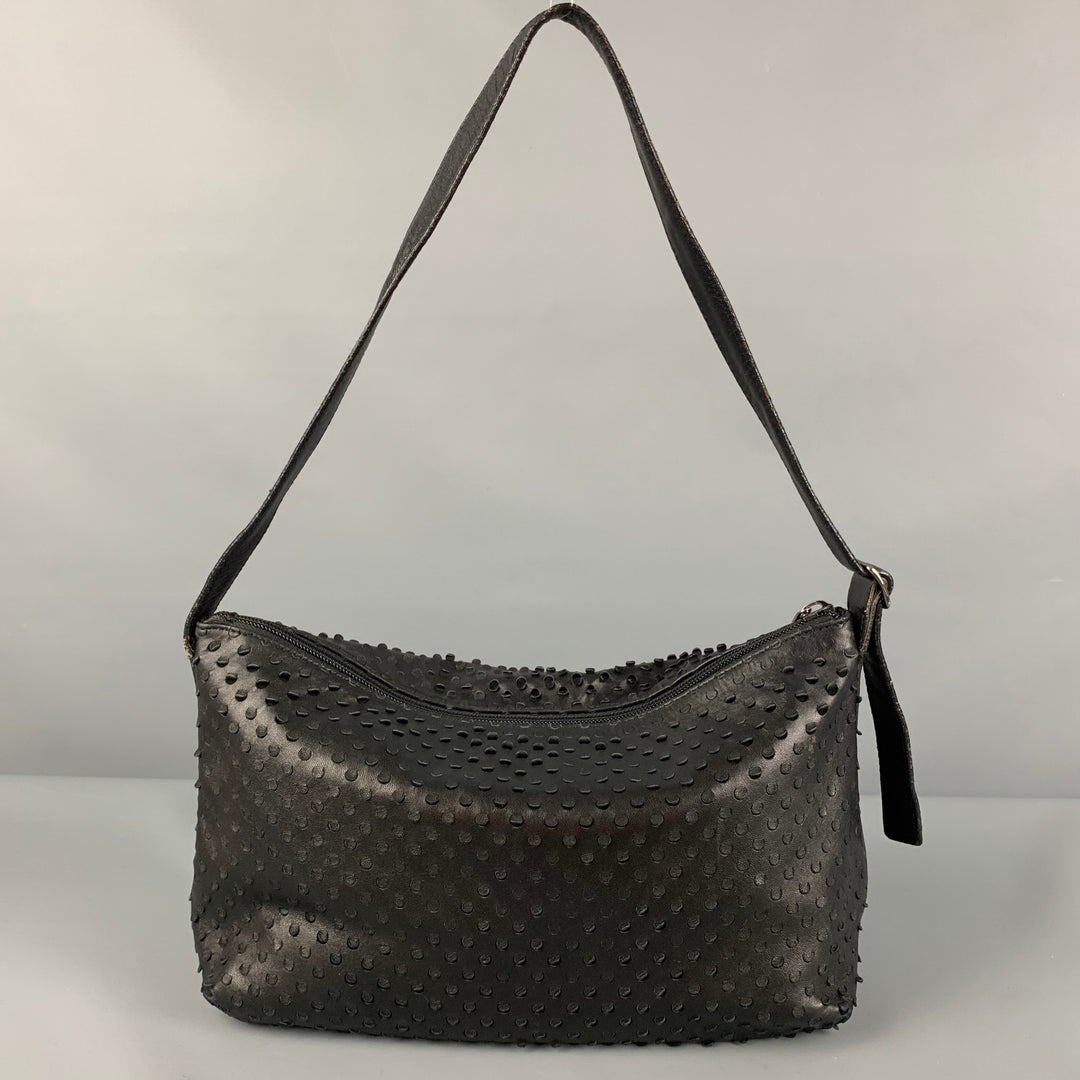 Vintage HELMUT LANG Black Perforated Leather Shoulder Handbag