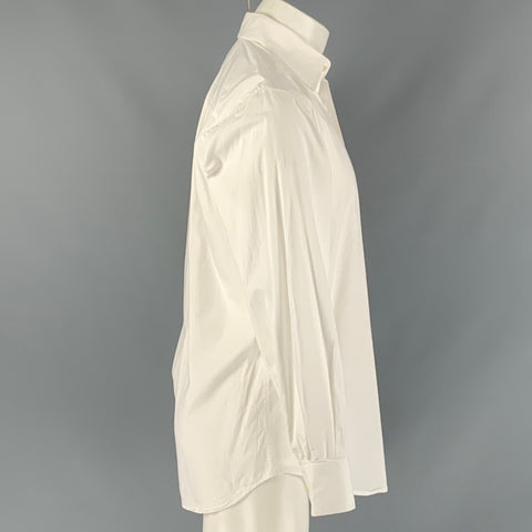 DOLCE & GABBANA Size S White Solid Cotton Button Up  Long Sleeve Shirt
